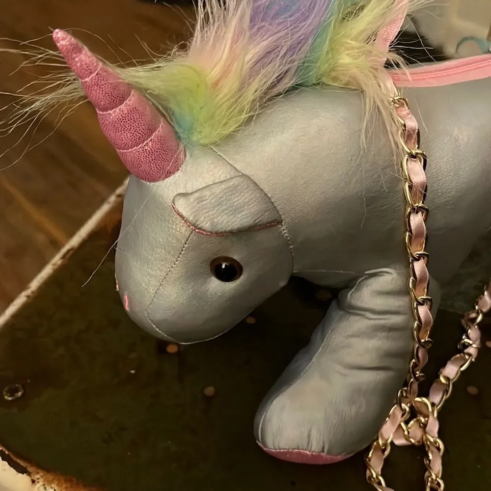 1 LEFT! Olly & Me Mermaid Silver Unicorn Plush Bag
